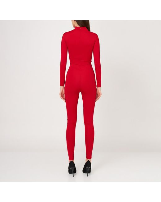 LIA ARAM Red Long-Sleeved Fitted Jumpsuit
