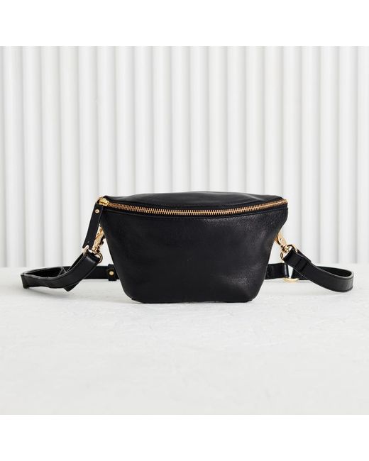 VIDA VIDA Black Luxury Leather Sling Bum Bag