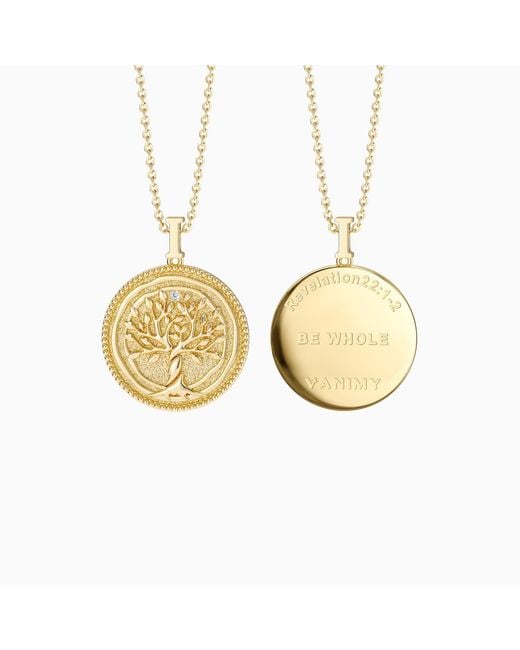 Vanimy Metallic Promised Land Tree Of Life Amulet Coin Medallion Necklace
