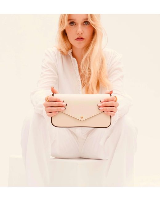 Apatchy London Metallic Neutrals The Munro Stone Leather Shoulder Bag