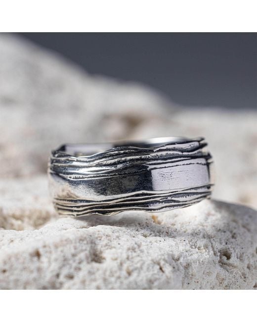German Kabirski Metallic Dryas Oxidized Ring for men