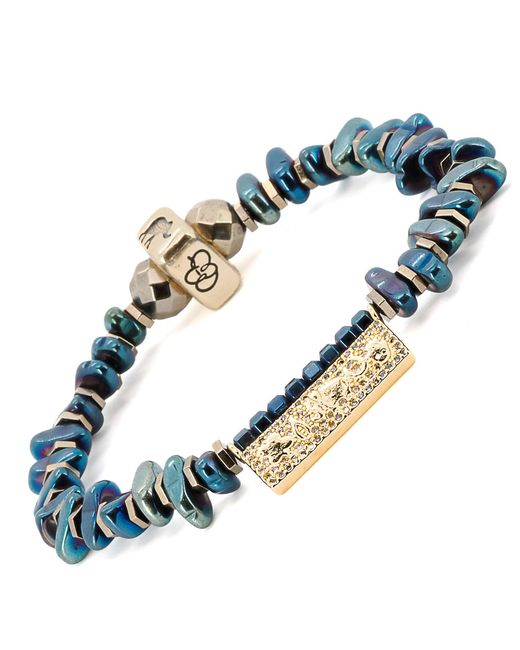 Ebru Jewelry Blue Protection & Luck Hematite Beaded Symbol Bracelet
