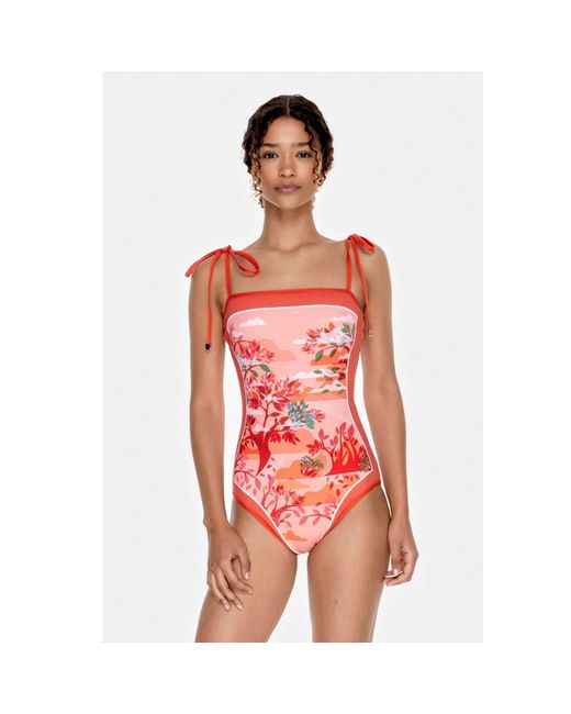 Jessie Zhao New York Red Crossing Reversible One-Piece Swimsuit