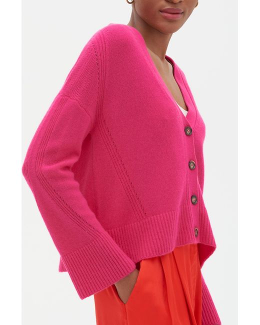 Loop Cashmere Lofty Cashmere Cardigan In Hot Pink