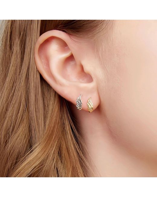 Angel Barocco Metallic Angel Wing Sterling Hoop Earrings
