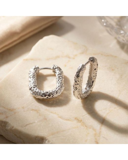 Harfi Metallic Sterling U-Shaped Molten Hinged Huggie Earrings