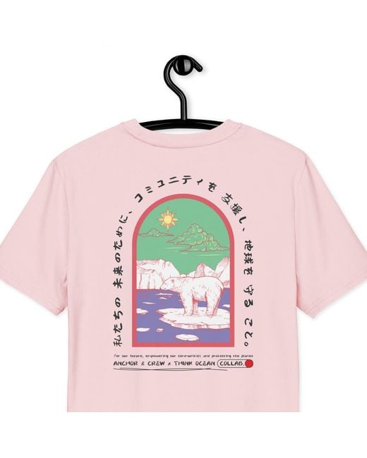 Anchor and Crew Pink Cotton Think Ocean Six Japan Gurafiku Organic Cotton T-Shirt for men