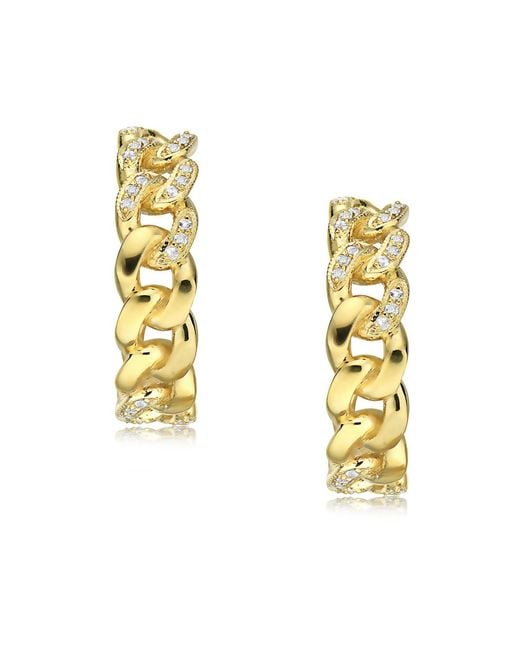 Preeti Sandhu Metallic Nicole Curb-Chain Hoops With Sapphires