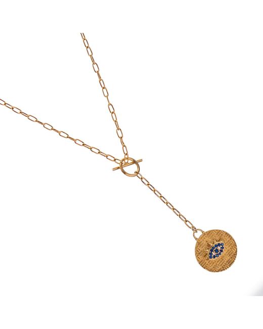 Ebru Jewelry Metallic Sapphire Guardian Evil Eye Lariat Necklace
