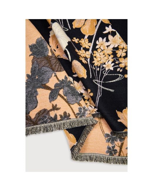 Saachi Black Floral Reversible Scarf