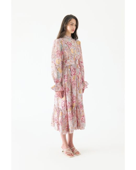 We Are Kindred Pink Aurora Silk Belt Long Dress