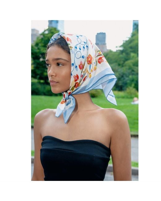 Jessie Zhao New York Multicolor Porcelain Jardin Double Sided Silk Scarf