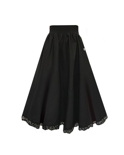 Frock Tales Black Manhattan Midaxi Skirt With Lace Hem