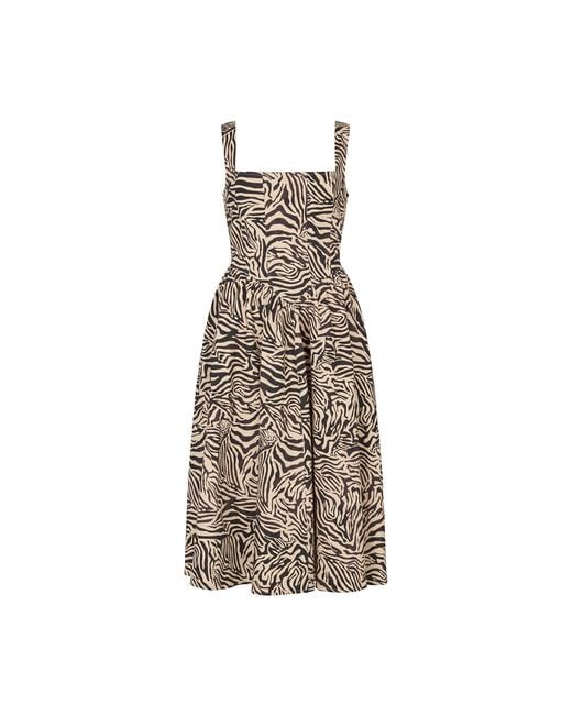 Lily and Lionel Natural Neutrals Hayley Corset Inspired Zebra Print Midi Dress