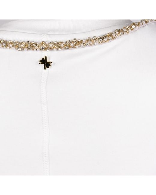 House of Laines London White Laines Couture Embellished Crystal Wrap Around Snake T-Shirt