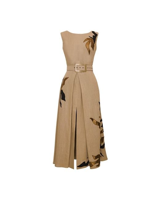 ALINA CERNĂTESCU Natural Neutrals Argus Embroided Dark Linen Dress