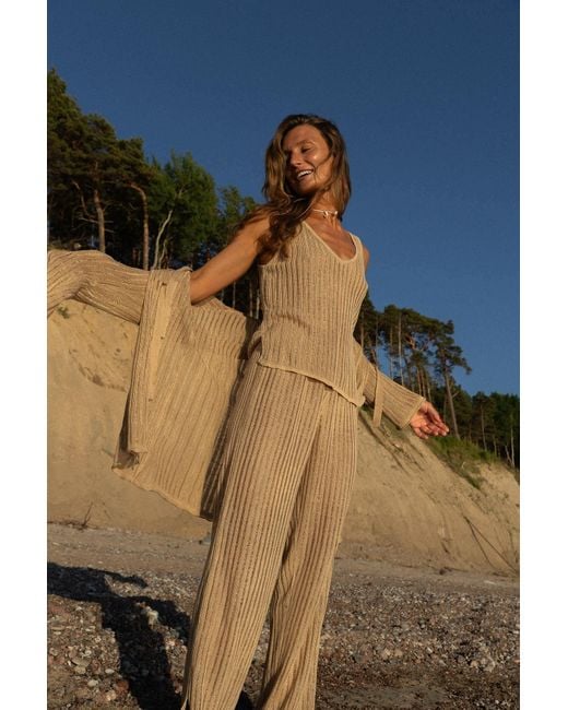 SALANIDA Natural Sole Linen Beach Pants Caramel