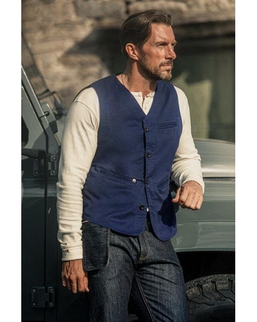 &SONS Trading Co Blue Watson Waistcoat Midnight for men