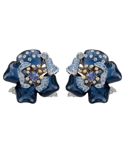 Latelita London Blue Rose Flower Stud Earrings