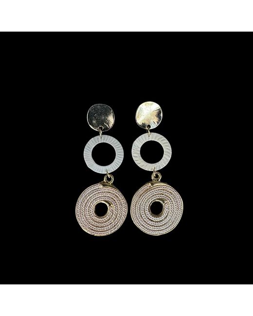 Nart Nature Making Art Metallic The Triple Round Buriti Natural Fiber Earrings
