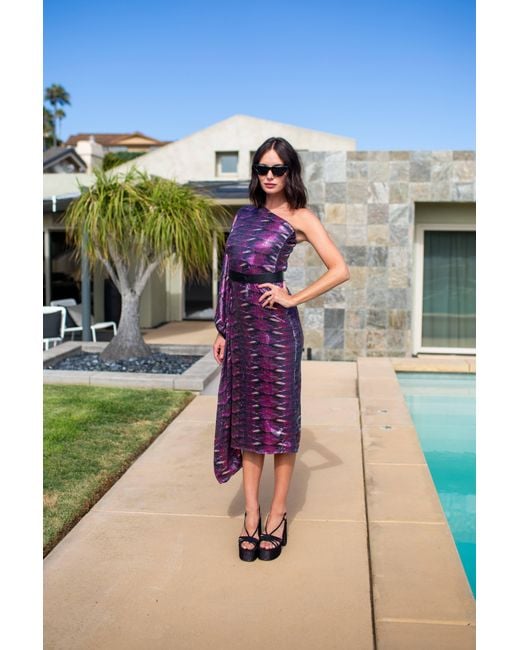 Jennafer Grace Purple Venom One Shoulder Caftan