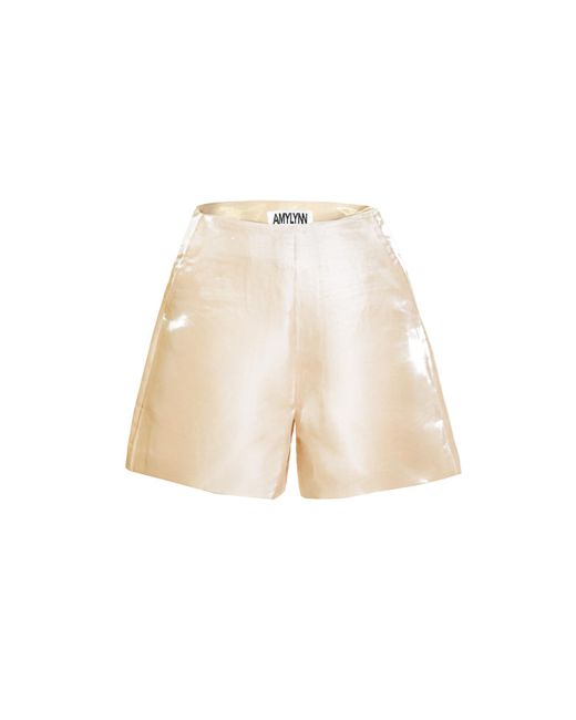 Amy Lynn Natural Neutrals Aurora Tailored Satin Shorts
