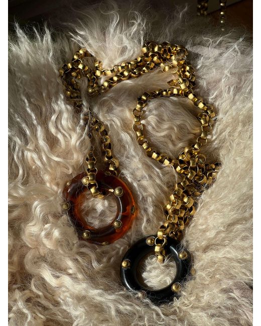 Sccollection Metallic Riley Studded Disk Necklace