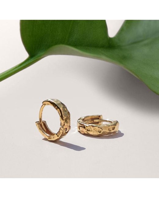 Charlotte's Web Jewellery Metallic Lakshmi Hammered Huggie Hoop Earrings
