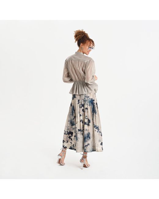Lalipop Design Blue Ink Pleated Midi Skirt