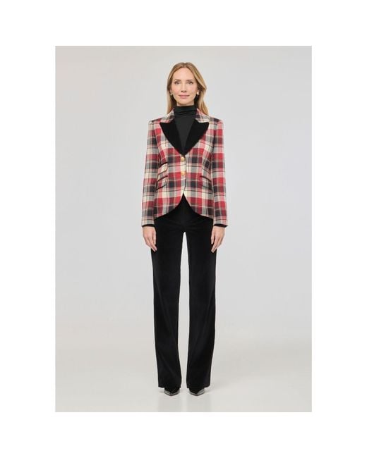The Extreme Collection Red Neutrals Tartan Wool Blazer Duncan