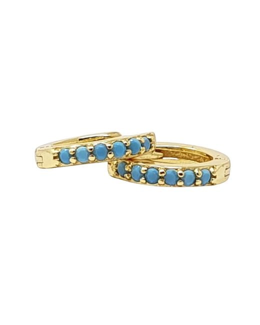 Harfi Blue December Birthstone Huggie Plated Hoop Earrings