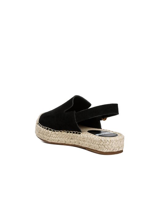 Rag & Co Black Affie Genuine Suede Slingback Strap Espadrilles