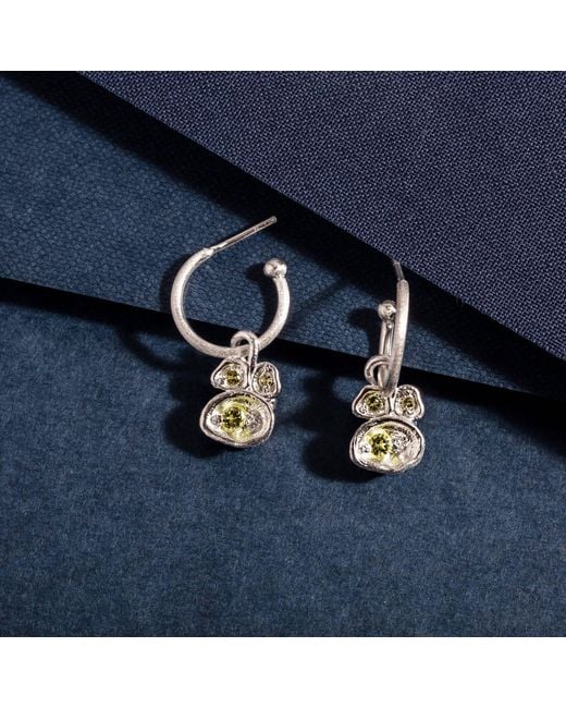 Claire Hill Designs White Peridot Lichen Hoop Earrings