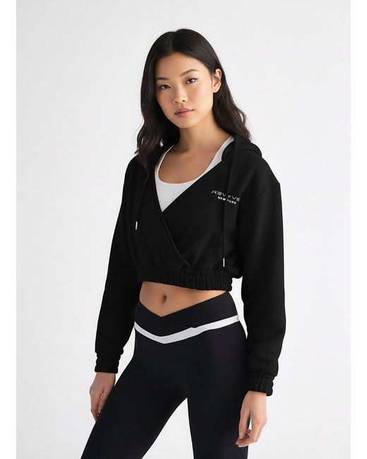 Revyve Active Black Cropped V-Neck Hoodie