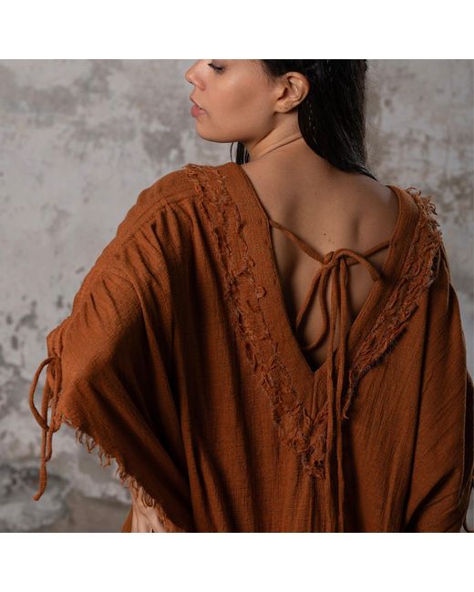 Zhenabia Brown Boho Kaftan Summer Maxi Dress