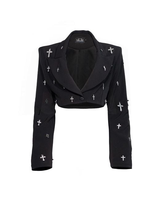 Vazaf Black Saint Cropped Blazer