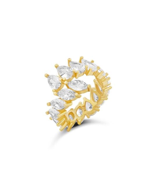 SHYMI White Marquise & Pear Shaped Wrap Statement Ring