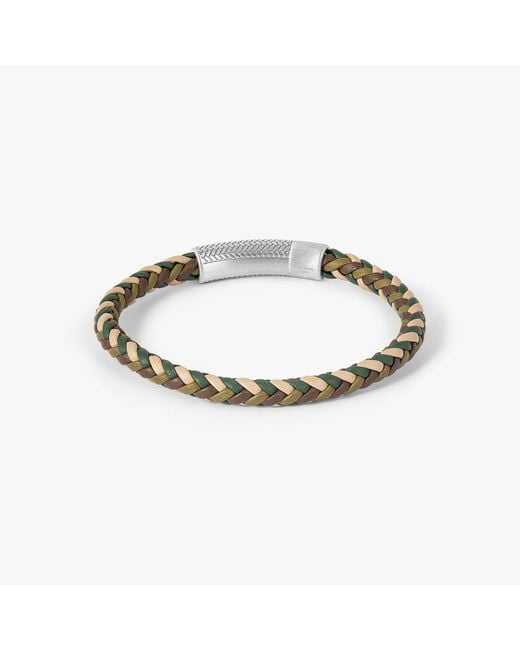Tateossian Metallic Herringbone Click Multi Pelle Bracelet for men