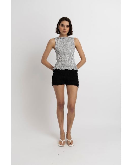 Amy Lynn White Sonya Pure Cotton Mono Check Top