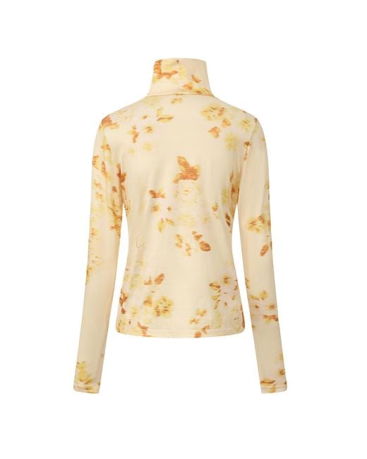 FRONT ROW SHOP Yellow Rosetta Long Sleeve Turtleneck Top