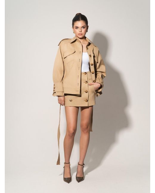 Tia Dorraine Natural Oversized Belted Trench Jacket