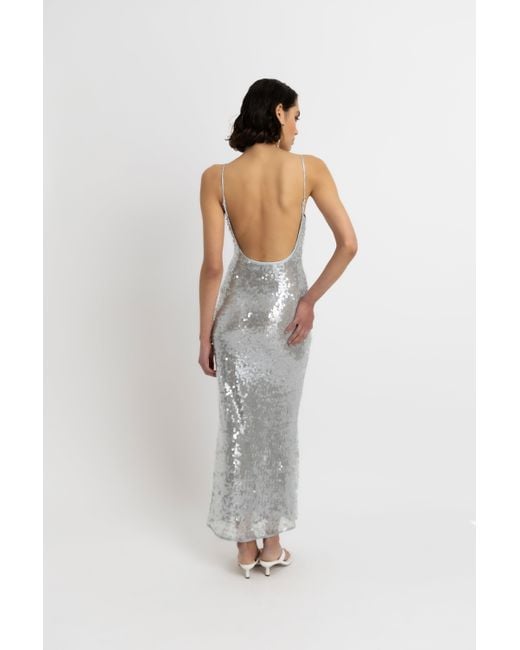 Amy Lynn White Gigi Ice Sequin Maxi Dress