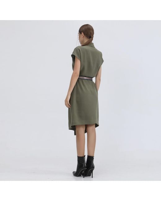 Smart and Joy Green Wrap Effect Dress With Belt