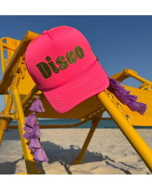 Julia Clancey Pink Hot Tasseltastic Disco Trucker Cap