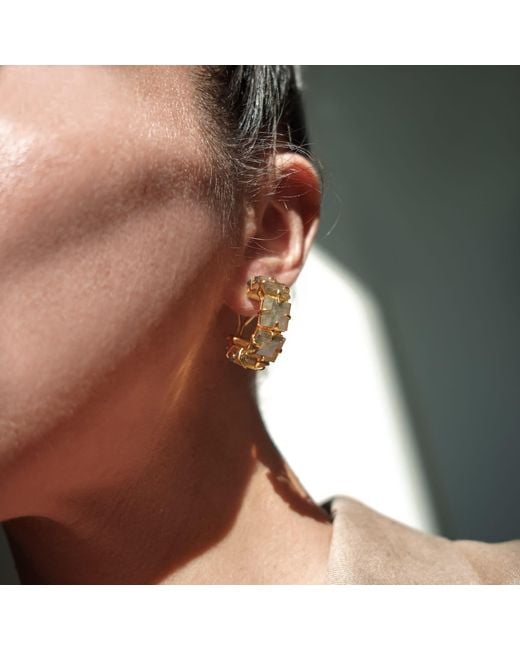 Bounkit Metallic Alanna Hoops Labradorite Pierced