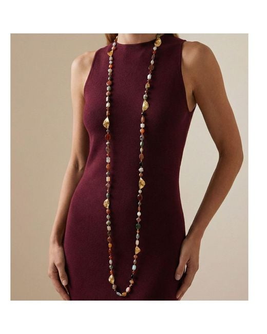 Jaredjamin Metallic Geo Twist Gemstone Linked Necklace