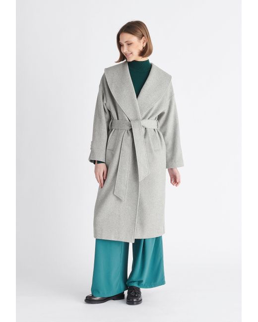 Paisie Gray Belted Wool Coat In Light