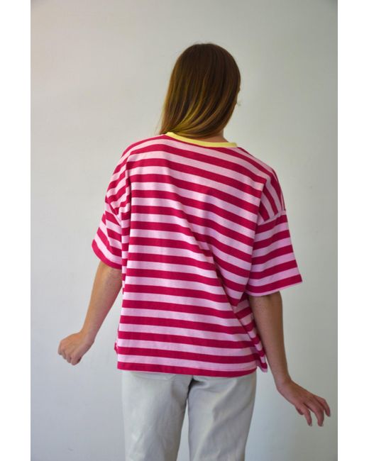 Mind Traveler Pink Nunu And Fuchsia Striped T-Shirt