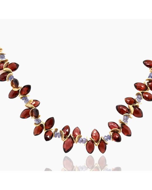 Lori Kaplan Design Brown Signature Marquis Garnet & Tanzanite Bracelet