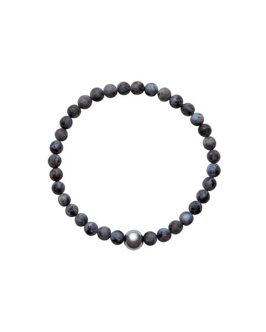 Ora Pearls Black Aro Men's Tahitian Pearl & Larvikite Bracelet for men